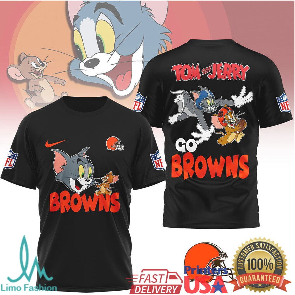 Cleveland Browns Tom and Jerry Go Browns NFL Shirt - Limotees LLC