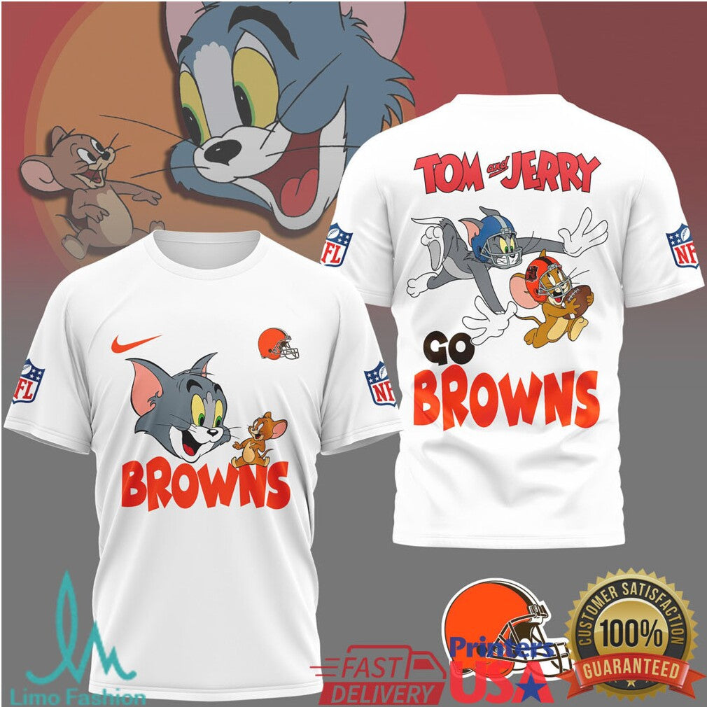 Cleveland Browns Tom and Jerry Go Browns NFL Shirt - Limotees LLC