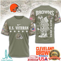Cleveland Browns U.S. Veteran Salute To Service Olive Drab Camo T Shirt