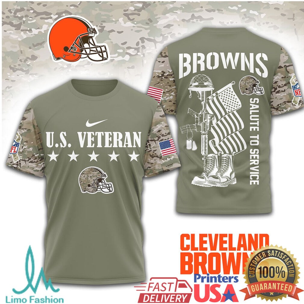 Cleveland Browns U.S. Veteran Salute To Service Olive Drab Camo T Shirt