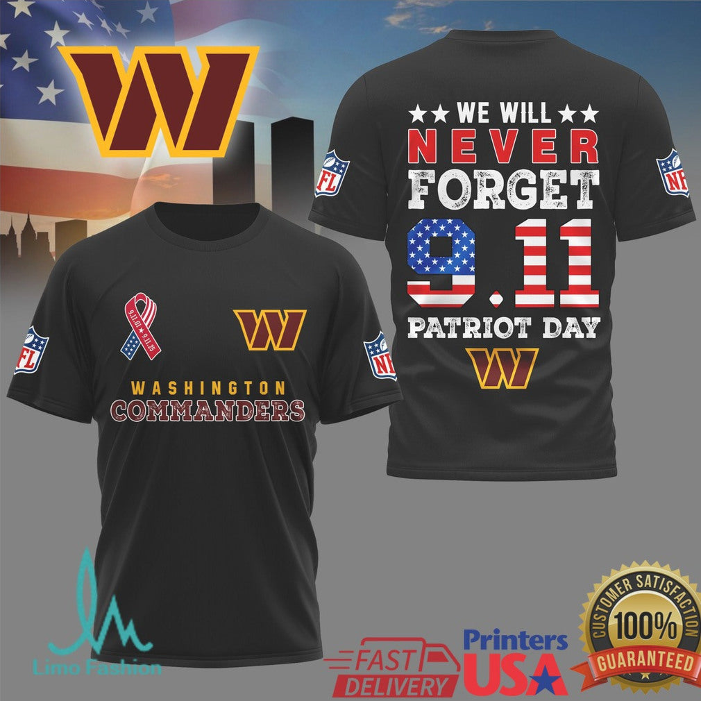 Cleveland Browns & Washington Commanders Patriot Day 9.11 Never Forget Tribute T Shirt - Limotees LLC