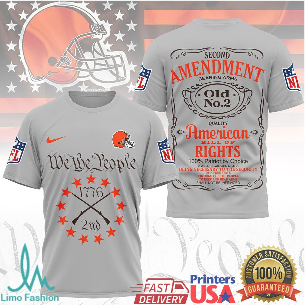 Cleveland Browns We The People 1776 Second Amendment Graphic T Shirt - Limotees LLC