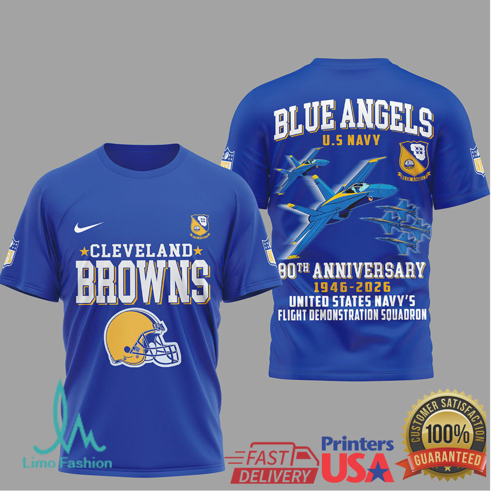 Cleveland Browns x Blue Angels 80th Anniversary Navy Flight T Shirt - Limotees LLC