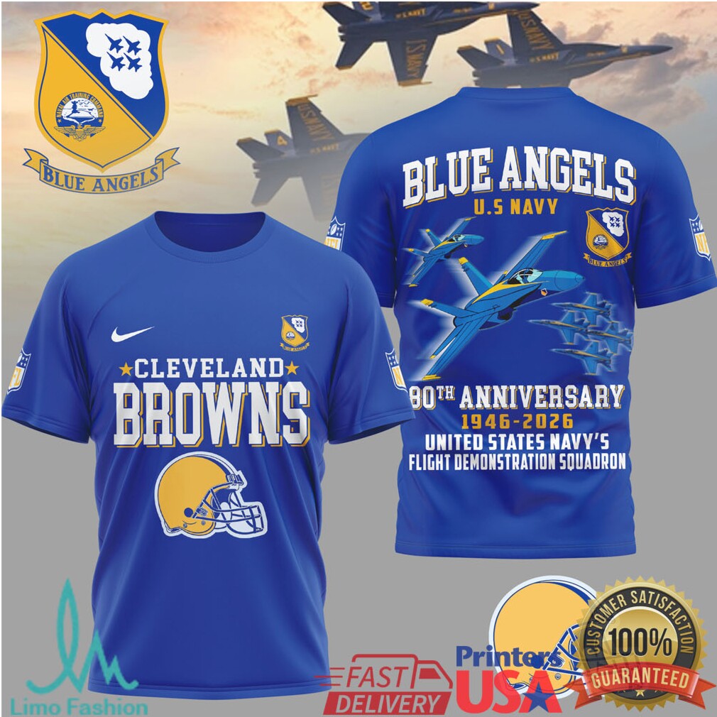Cleveland Browns x Blue Angels 80th Anniversary Navy Flight T Shirt - Limotees LLC