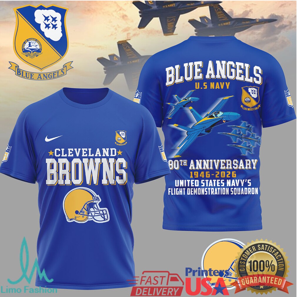 Cleveland Browns x Blue Angels 80th Anniversary U.S. Navy Blue T Shirt - Limotees LLC