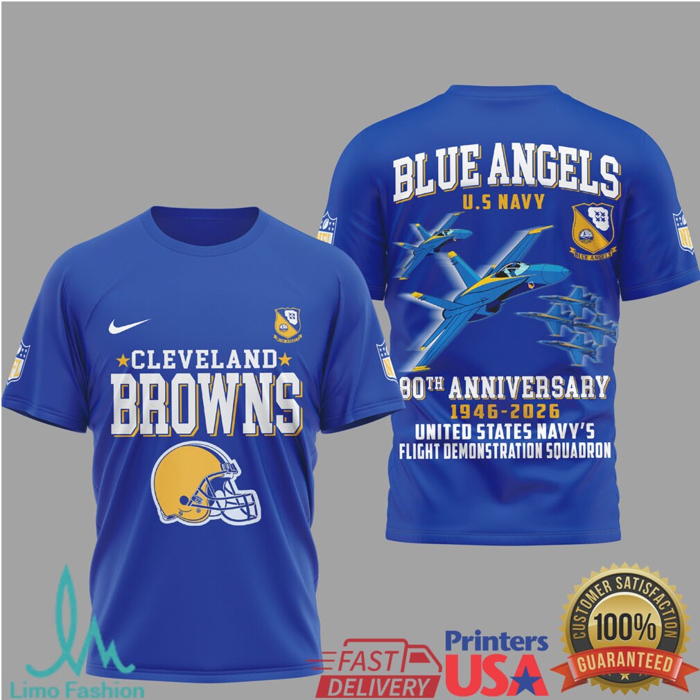 Cleveland Browns x Blue Angels 80th Anniversary U.S. Navy Blue T Shirt - Limotees LLC