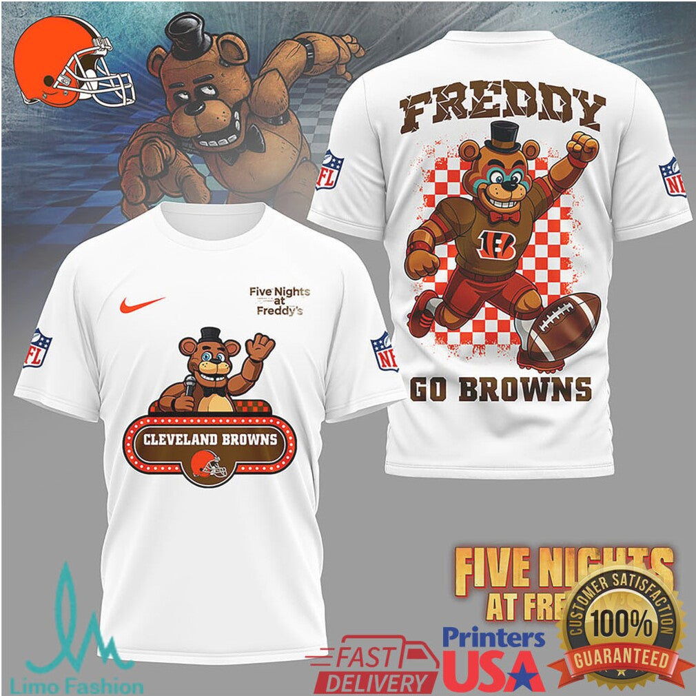 Cleveland Browns x Freddy Fazbear NFL Football Fan T Shirt