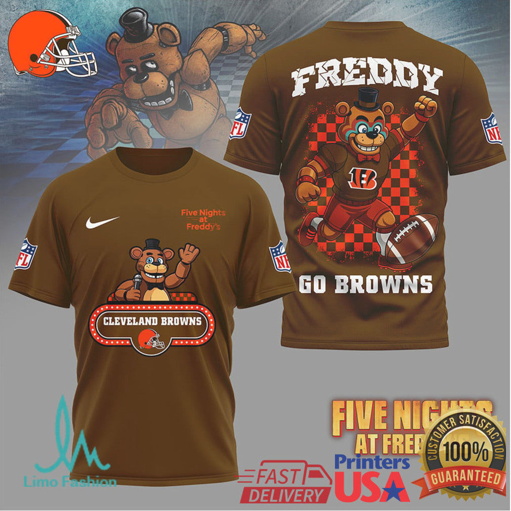 Cleveland Browns x Freddy Fazbear NFL Football Fan T Shirt