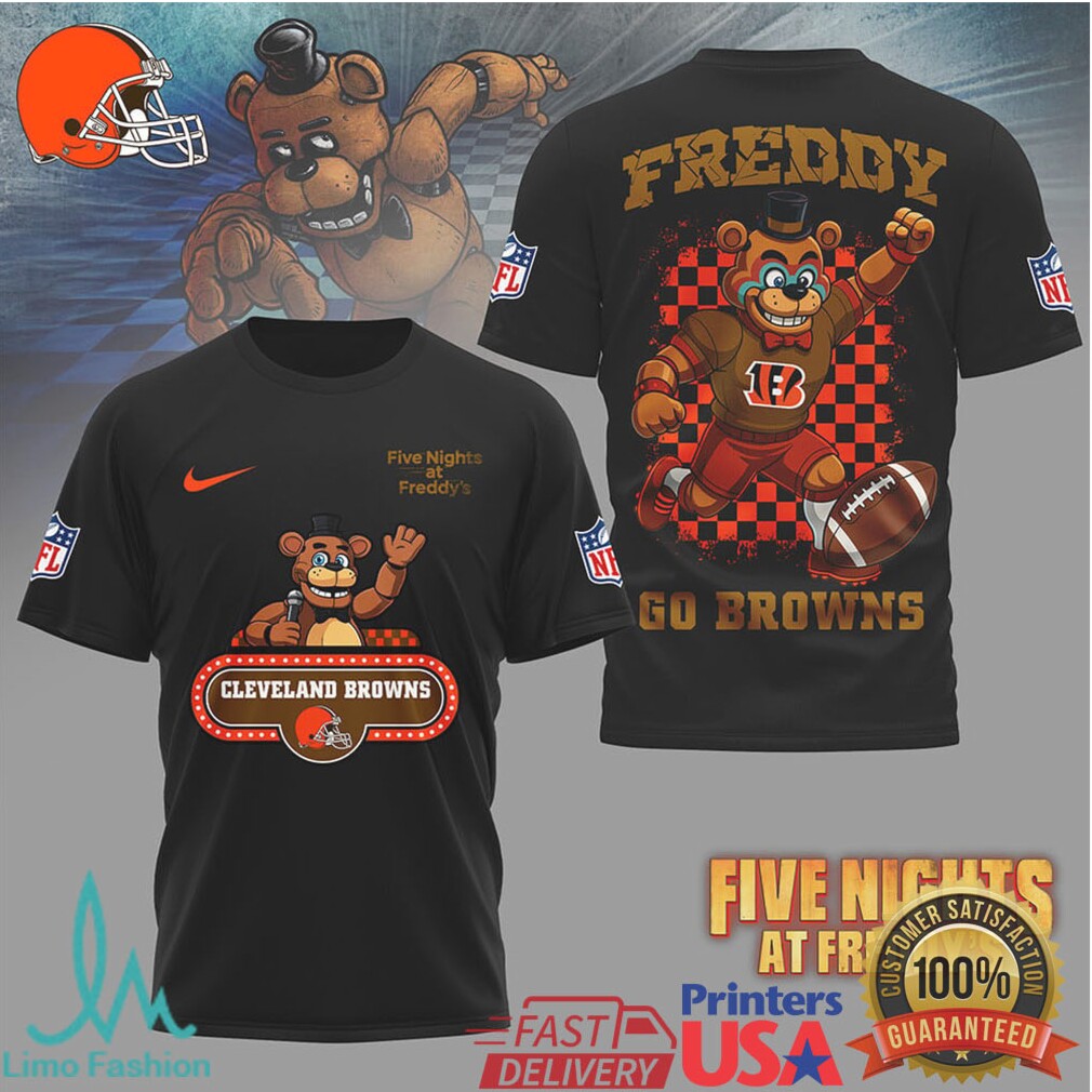 Cleveland Browns x Freddy Fazbear NFL Football Fan T Shirt