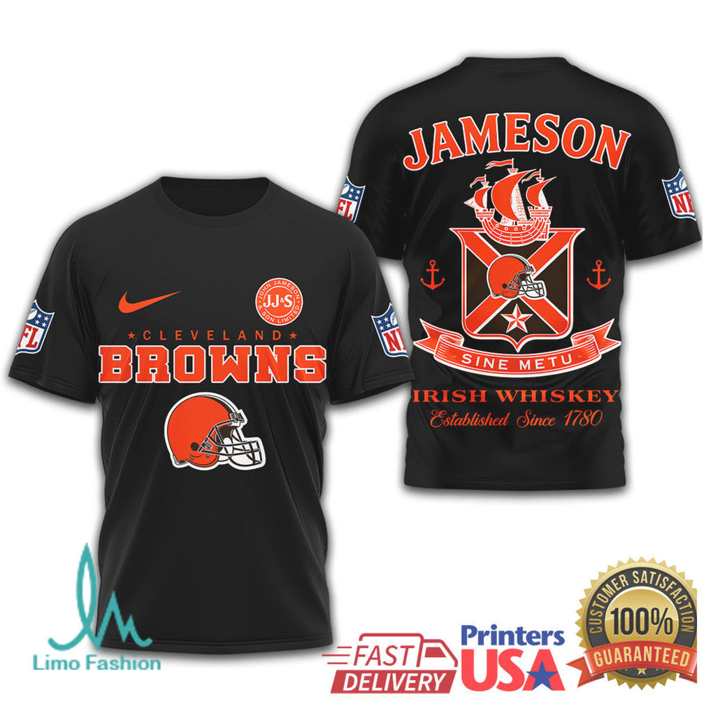 Cleveland Browns x Jameson Irish Whiskey Sine Metu Graphic T Shirt - Limotees LLC