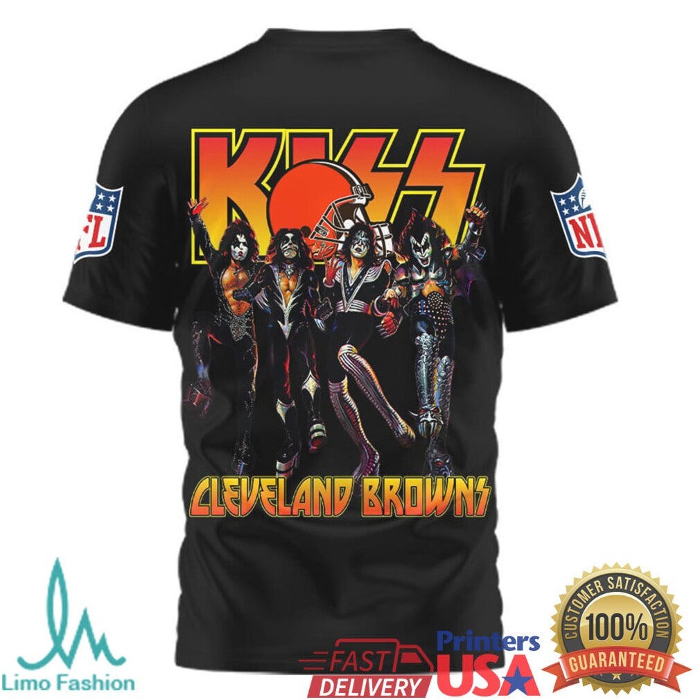 Cleveland Browns x KISS Rock Band Vintage Graphic NFL T Shirt - Limotees LLC