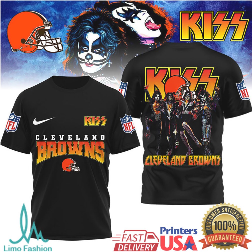 Cleveland Browns x KISS Rock Band Vintage Graphic NFL T Shirt - Limotees LLC