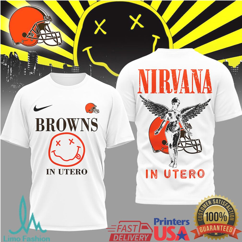 Cleveland Browns x Nirvana In Utero Vintage Graphic Shirt - Limotees LLC
