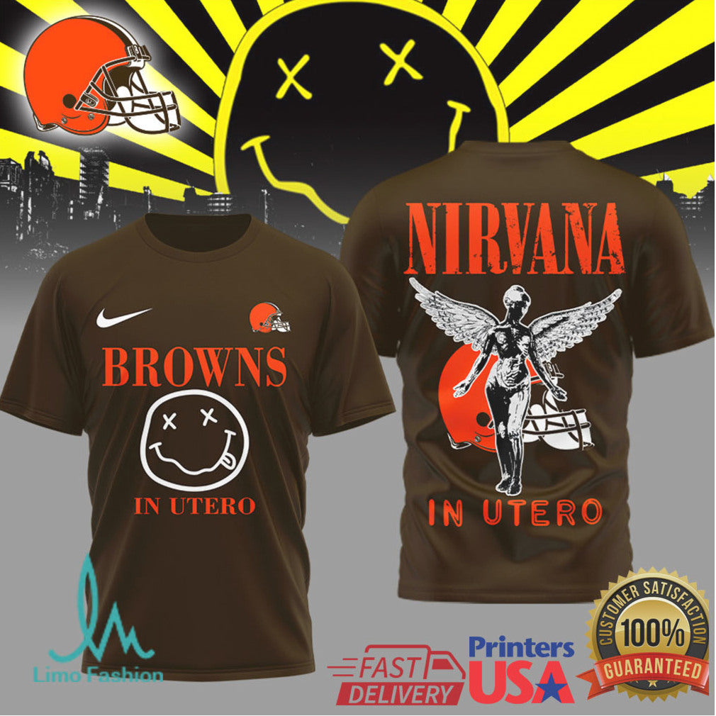 Cleveland Browns x Nirvana In Utero Vintage Graphic Shirt - Limotees LLC