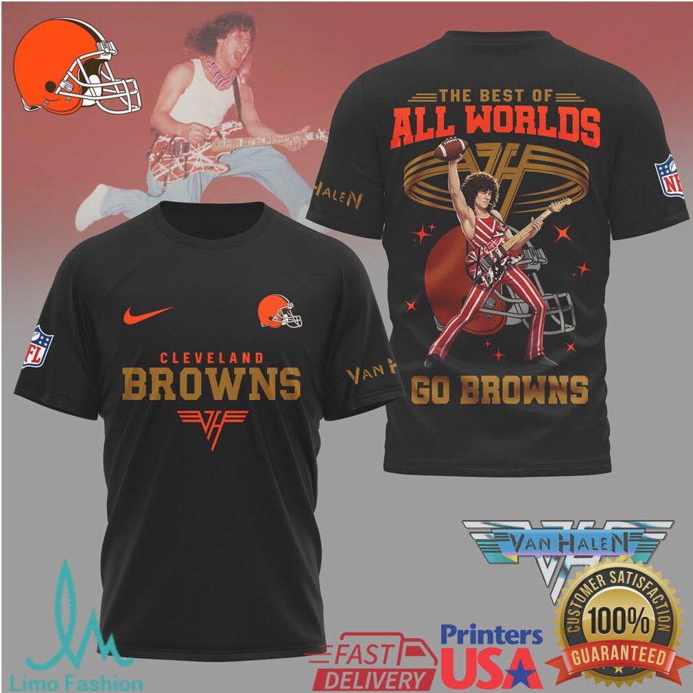 Cleveland Browns x Van Halen Eddie Van Halen Guitar Graphic T Shirt - Limotees LLC