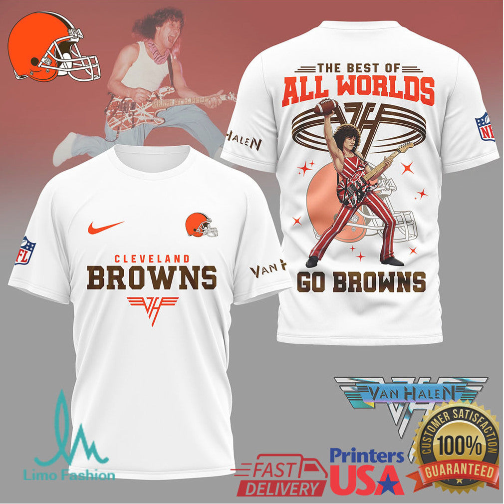 Cleveland Browns x Van Halen Eddie Van Halen Guitar Graphic T Shirt - Limotees LLC