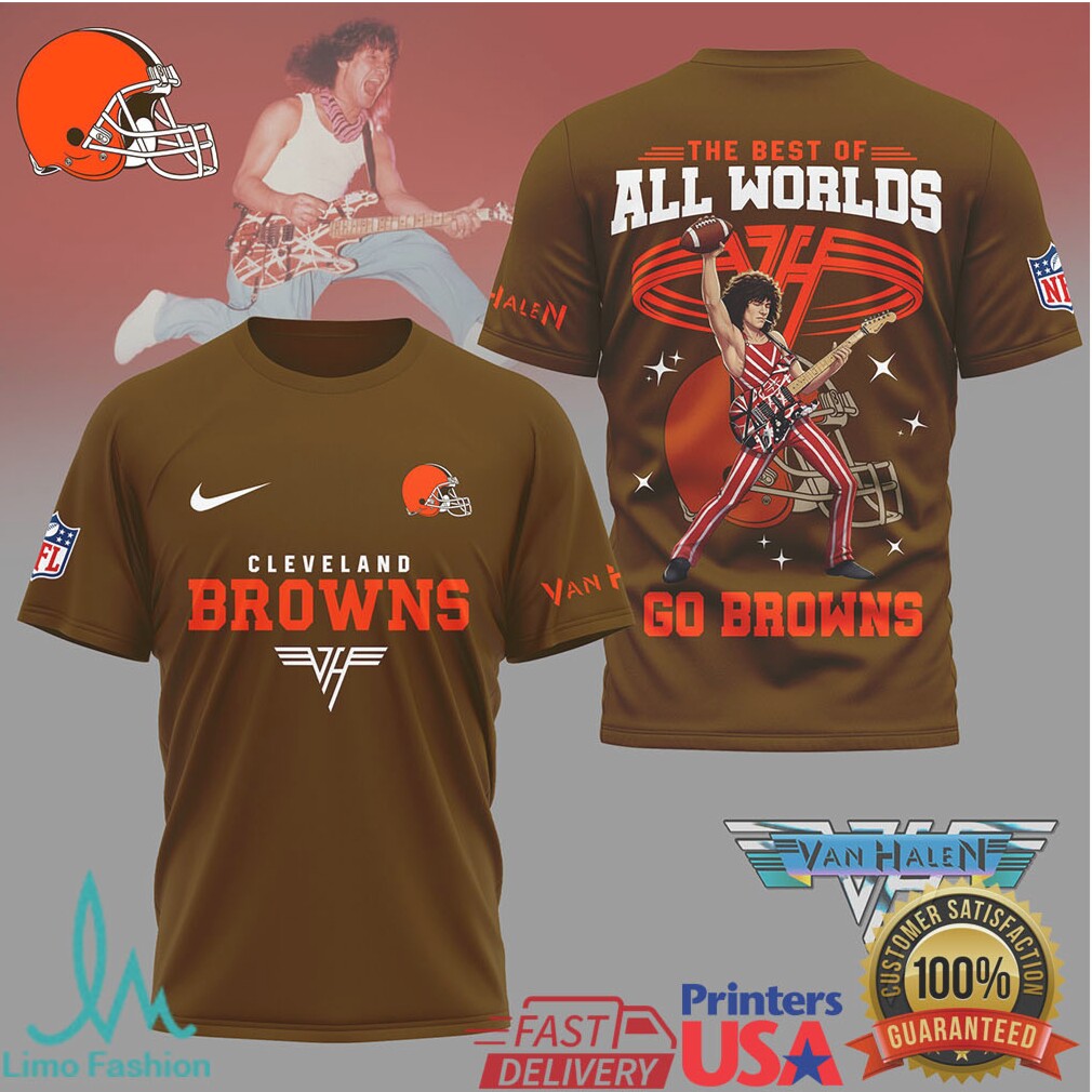 Cleveland Browns x Van Halen Eddie Van Halen Guitar Graphic T Shirt - Limotees LLC