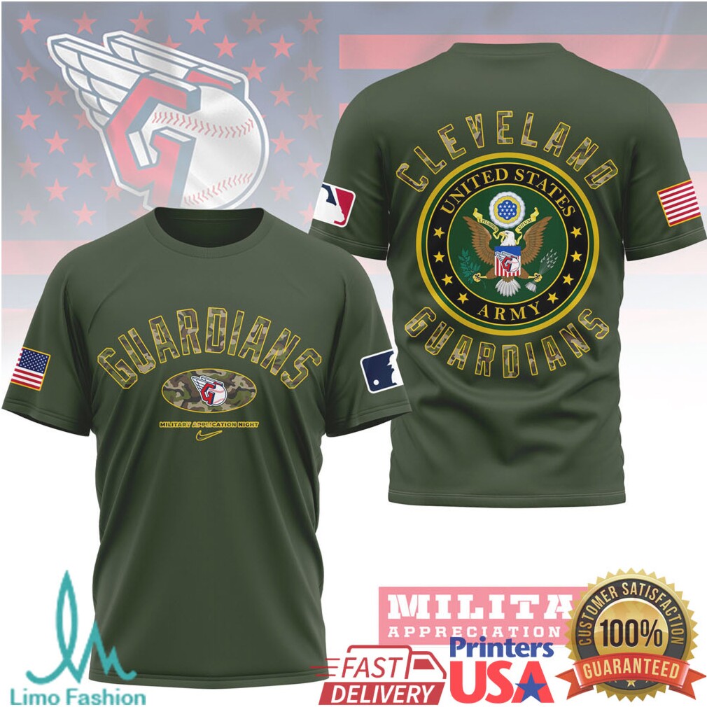 Cleveland Guardians US Army Military Appreciation Night Olive T Shirt - Limotees LLC