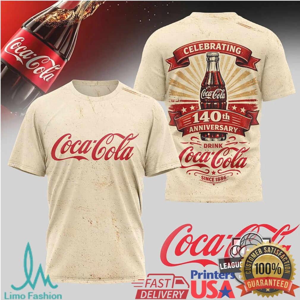 Coca Cola 140th Anniversary Since 1886 Vintage Distressed T Shirt - Limotees LLC