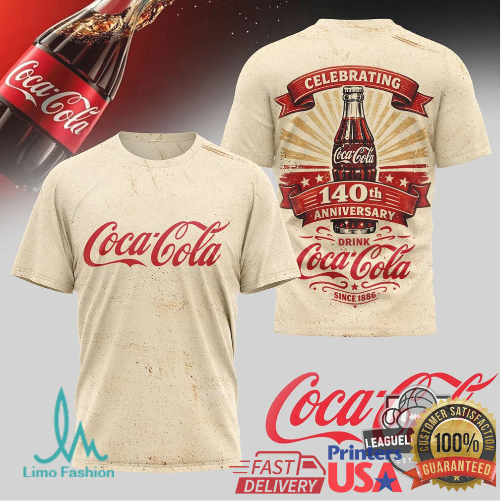 Coca Cola 140th Anniversary Since 1886 Vintage Distressed T Shirt - Limotees LLC