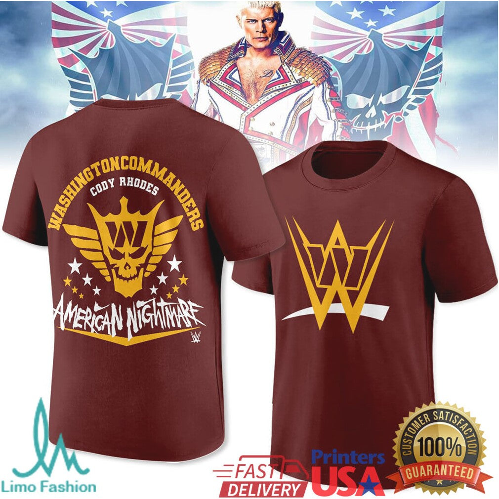 Cody Rhodes American Nightmare Washington Commanders Wwe Nfl Mashup Shirt - Limotees LLC