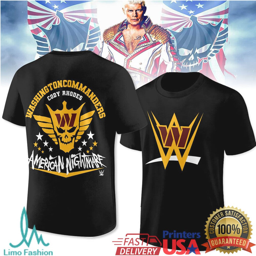 Cody Rhodes American Nightmare Washington Commanders Wwe Nfl Mashup Shirt - Limotees LLC