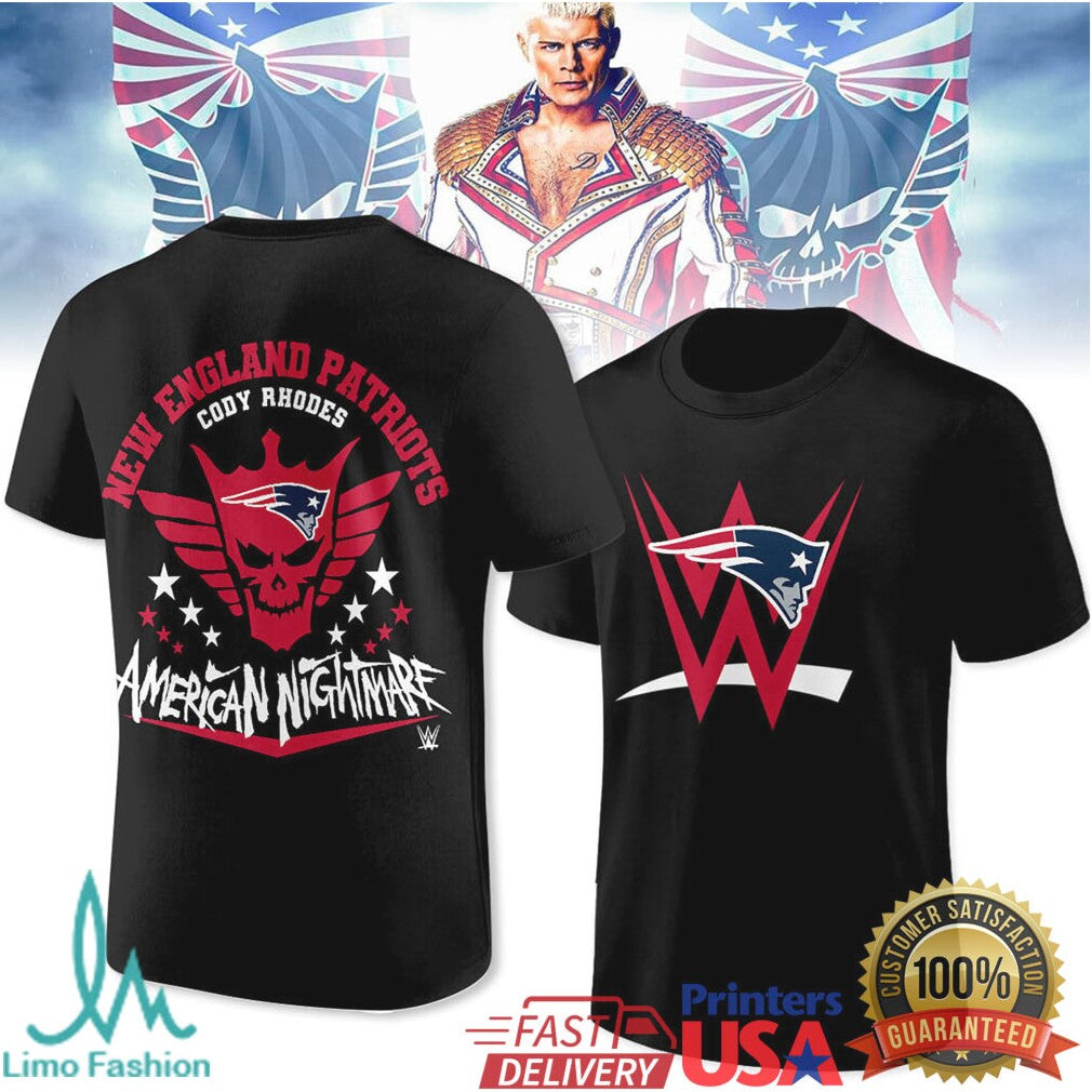 Cody Rhodes New England Patriots American Nightmare Tshirt - Limotees LLC