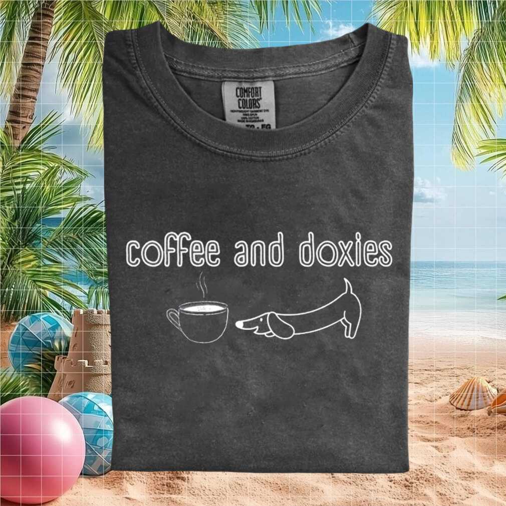 Coffee and Doxies Cute Wiener Dog Coffee Lover Unisex Comfort Colors T Shirt - Limotees LLC