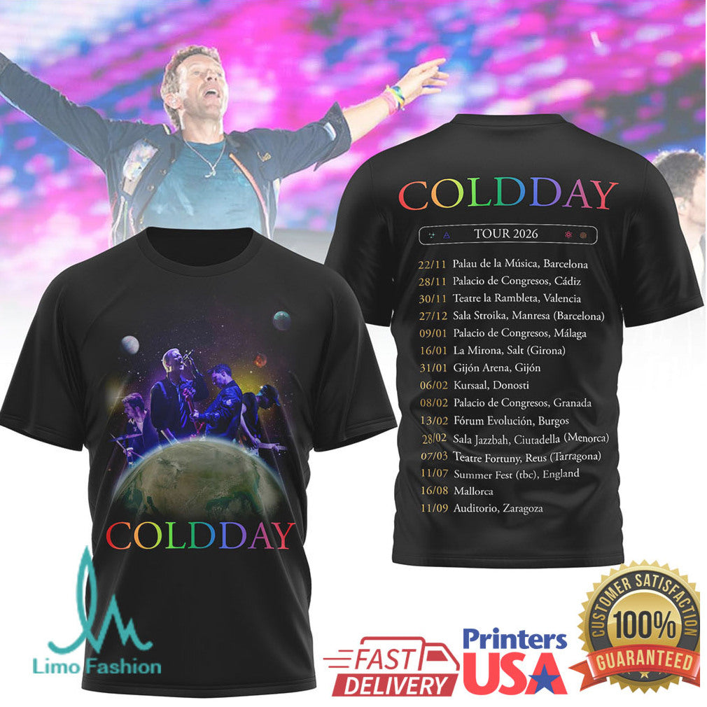 Coldday (Coldplay Tribute) Music Of The Spheres Tour 2026 Concert Shirt - Limotees LLC