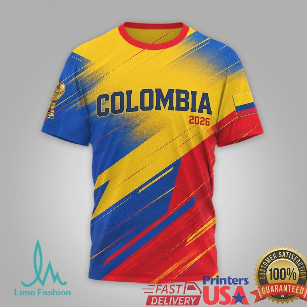 Colombia National Team 2026 World Cup Personalized Name & Number 3D Jersey T Shirt - Limotees LLC