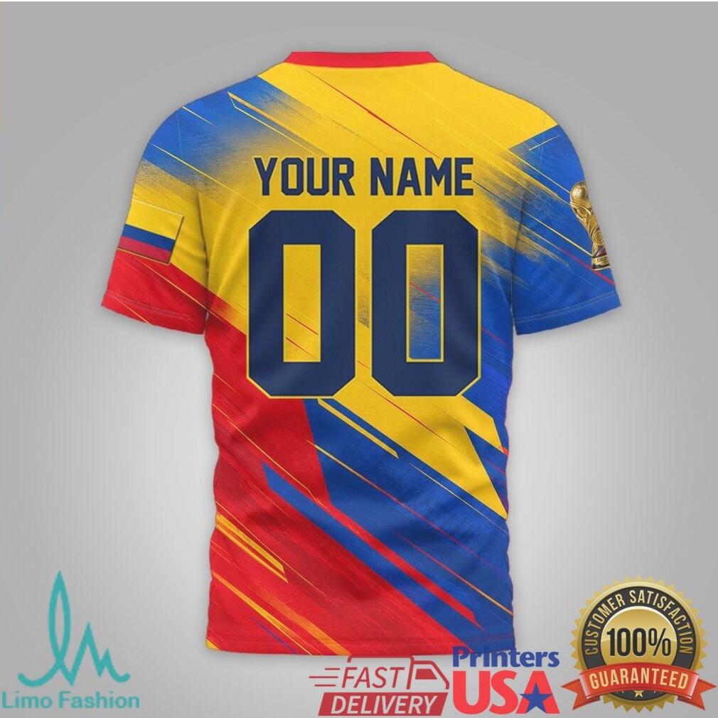 Colombia National Team 2026 World Cup Personalized Name & Number 3D Jersey T Shirt - Limotees LLC