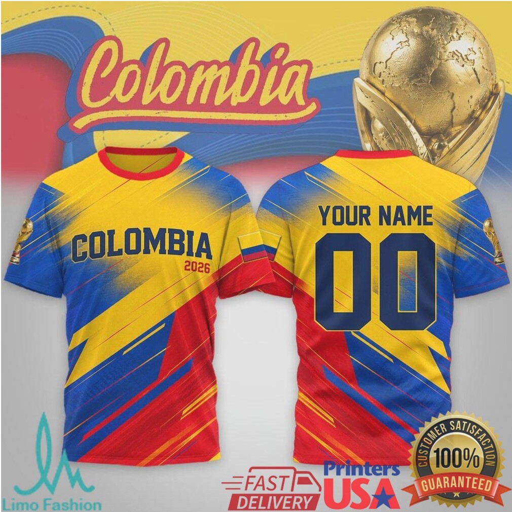 Colombia National Team 2026 World Cup Personalized Name & Number 3D Jersey T Shirt - Limotees LLC