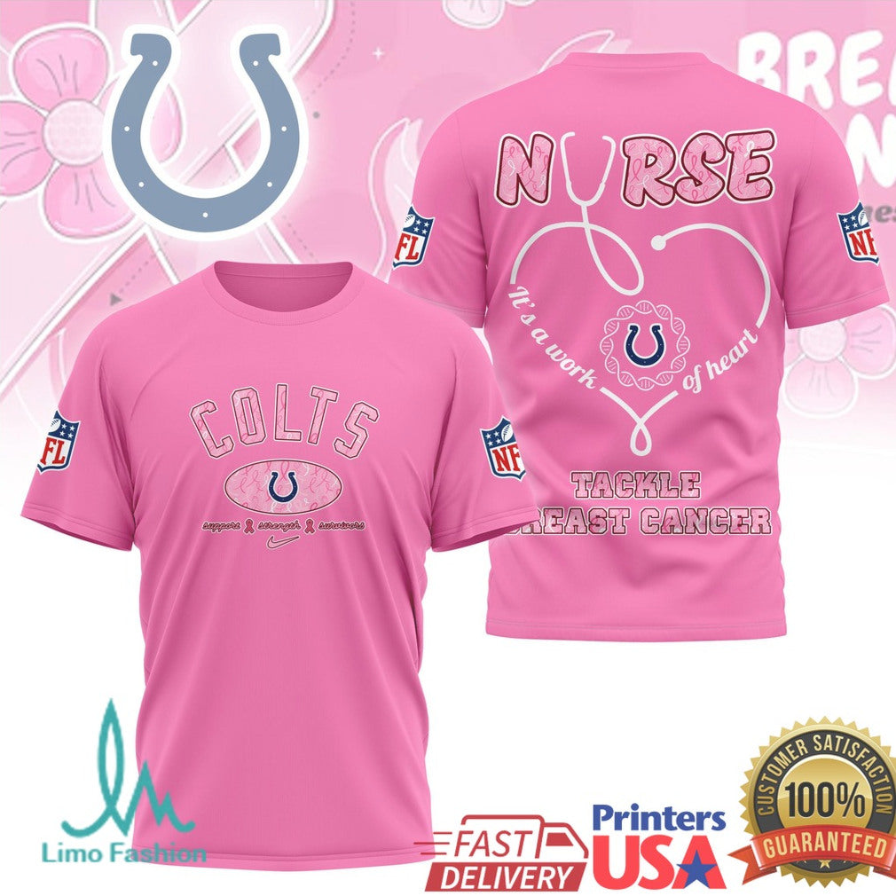 Colts Nurse Breast Cancer Awareness Shirt Indianapolis Football Pink Ribbon T Shirt - Limotees LLC