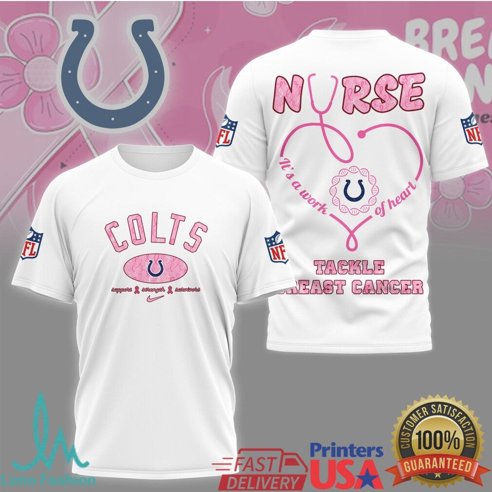 Colts Nurse Breast Cancer Awareness Shirt Indianapolis Football Pink Ribbon T Shirt - Limotees LLC