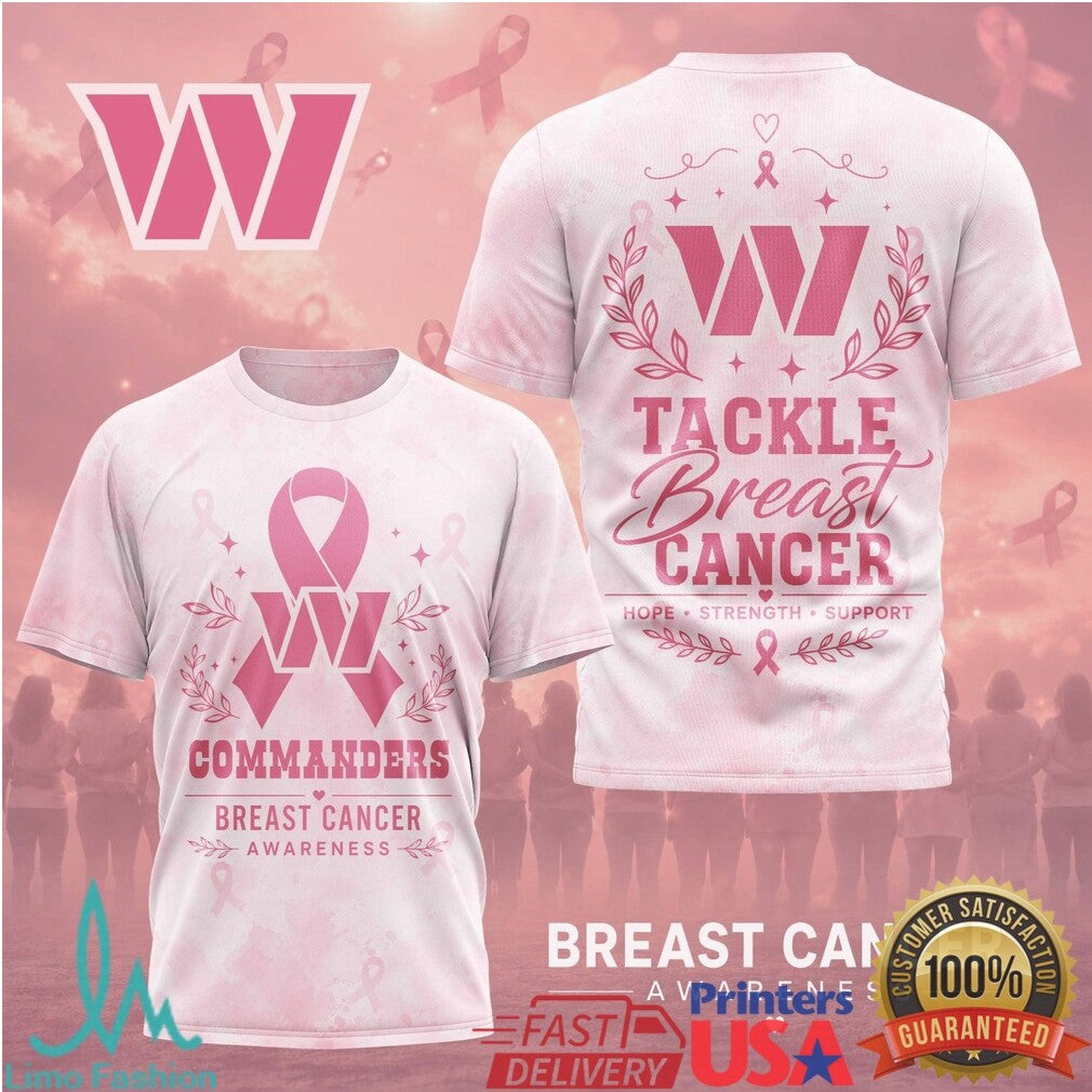 Commanders Tackle Breast Cancer Awareness Pink Ribbon T Shirt - Limotees LLC