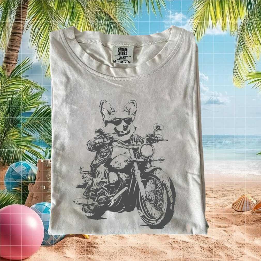 Cool Biker Corgi Dog Sunglasses Leather Jacket Graphic T Shirt - Limotees LLC