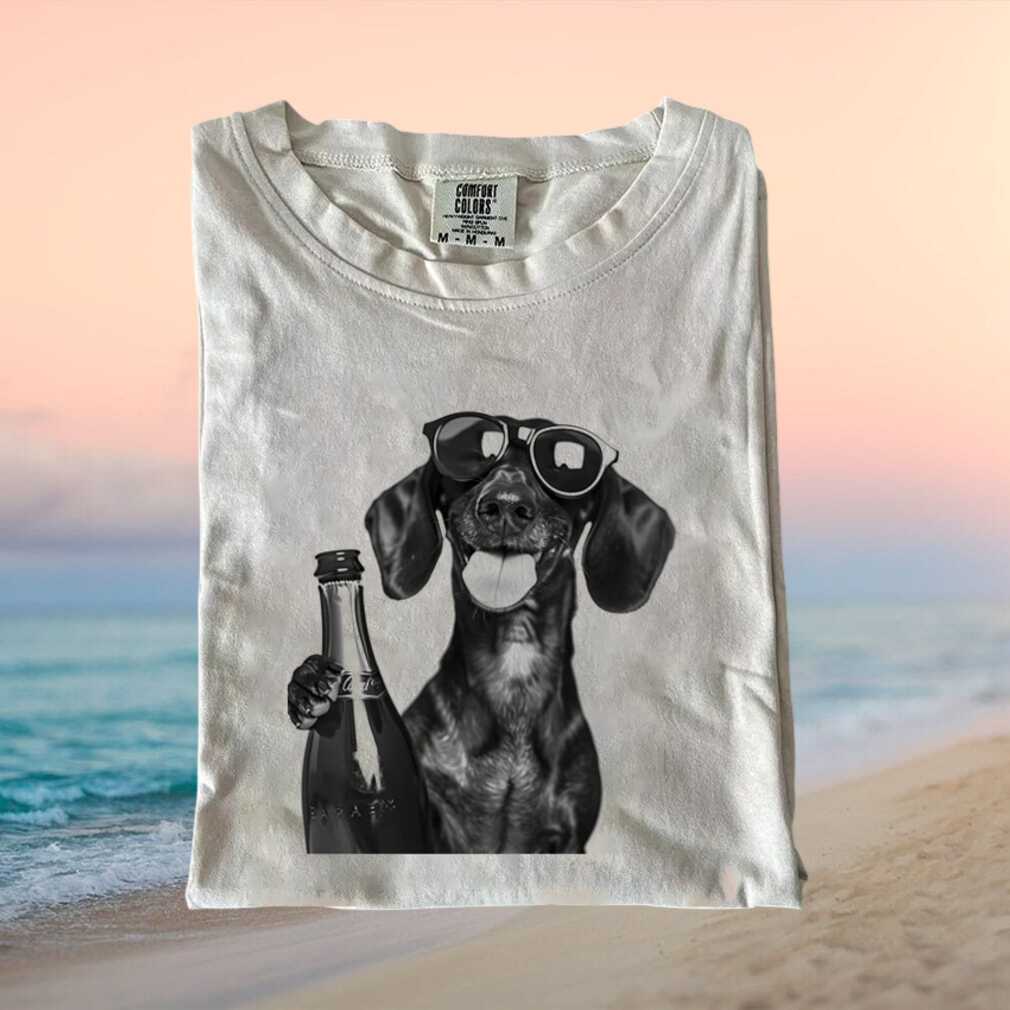 Cool Dachshund With Sunglasses Holding Beer Bottle T Shirt - Limotees LLC