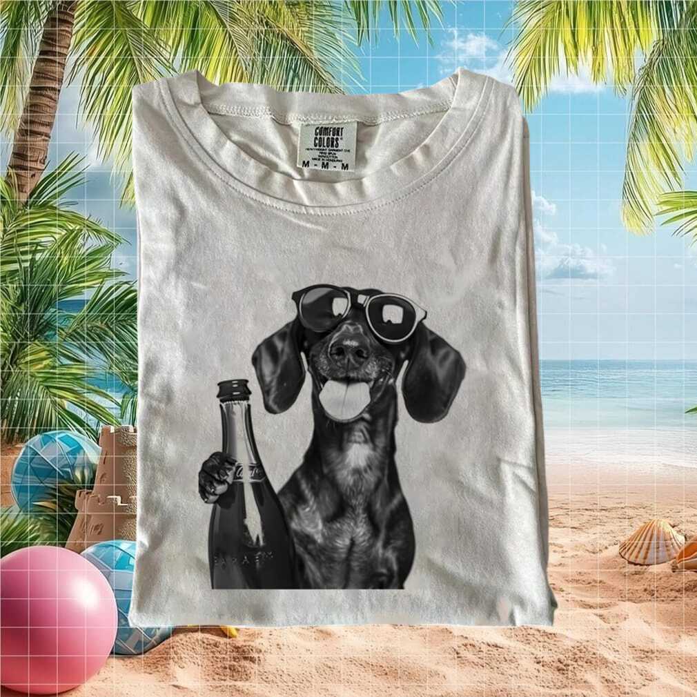Cool Dachshund With Sunglasses Holding Beer Bottle T Shirt - Limotees LLC