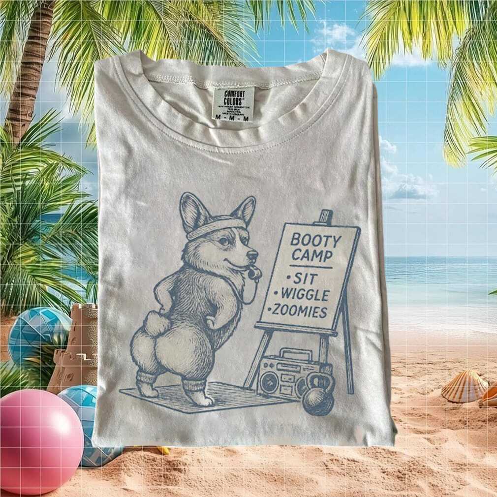 Corgi Booty Camp Funny Dog Workout Fitness Graphic T Shirt - Limotees LLC