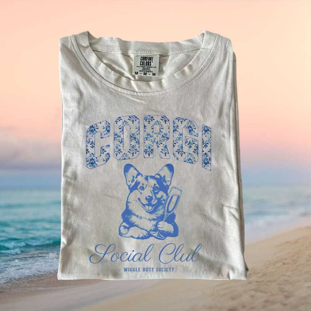 Corgi Social Club Wiggle Butt Society Floral Dog T Shirt - Limotees LLC