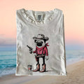 Cowboy Pug Dog Western Coffee Lover Graphic T Shirt - Limotees LLC