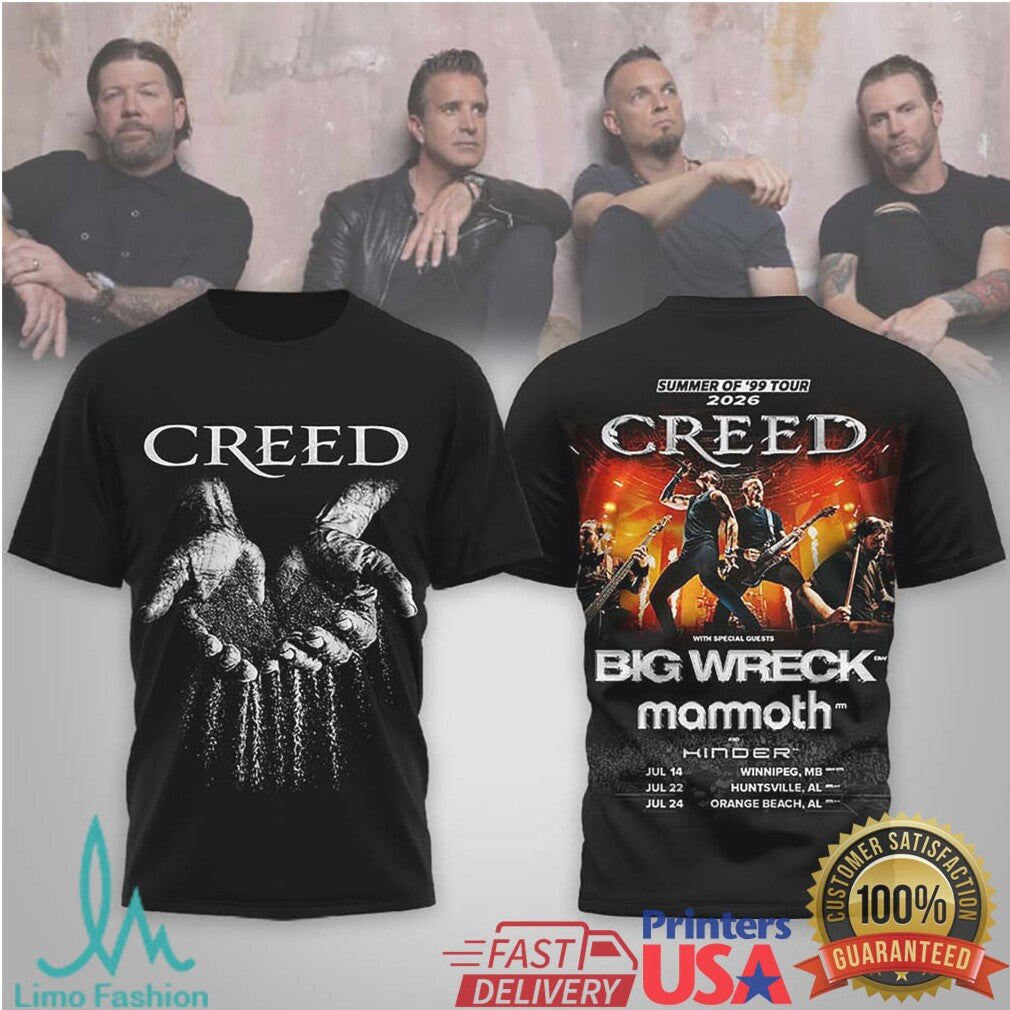 Creed Summer of '99 Tour 2026 With Big Wreck & Mammoth T Shirt - Limotees LLC