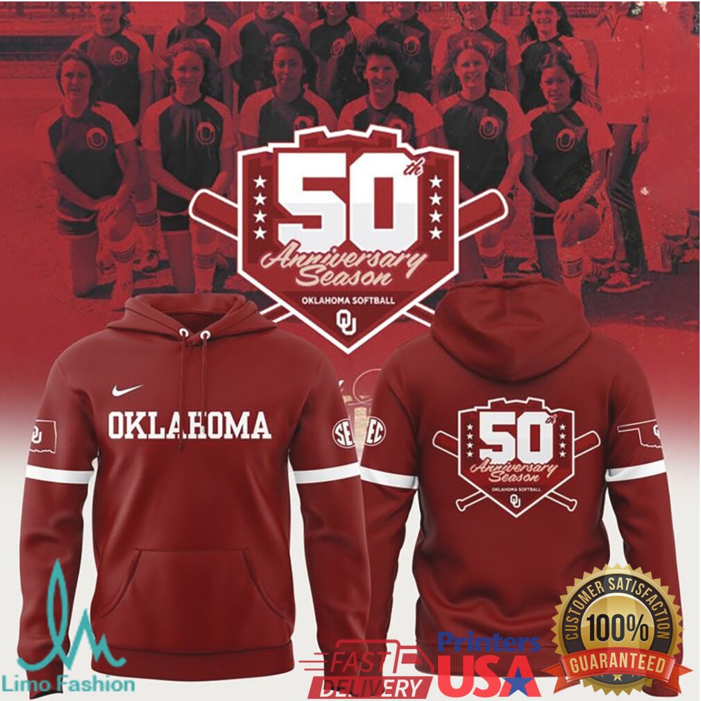 Crimson OU Sooners Softball 50th Anniversary Logo T Shirt Limited Edition - Limotees LLC
