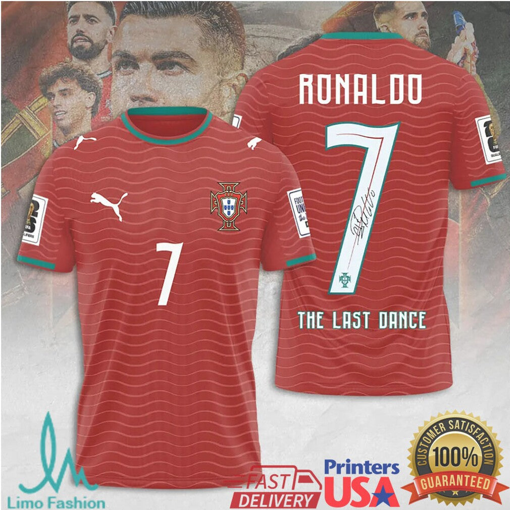 Cristiano Ronaldo 7 Portugal Soccer The Last Dance Red Fans Men Women T Shirt - Limotees LLC