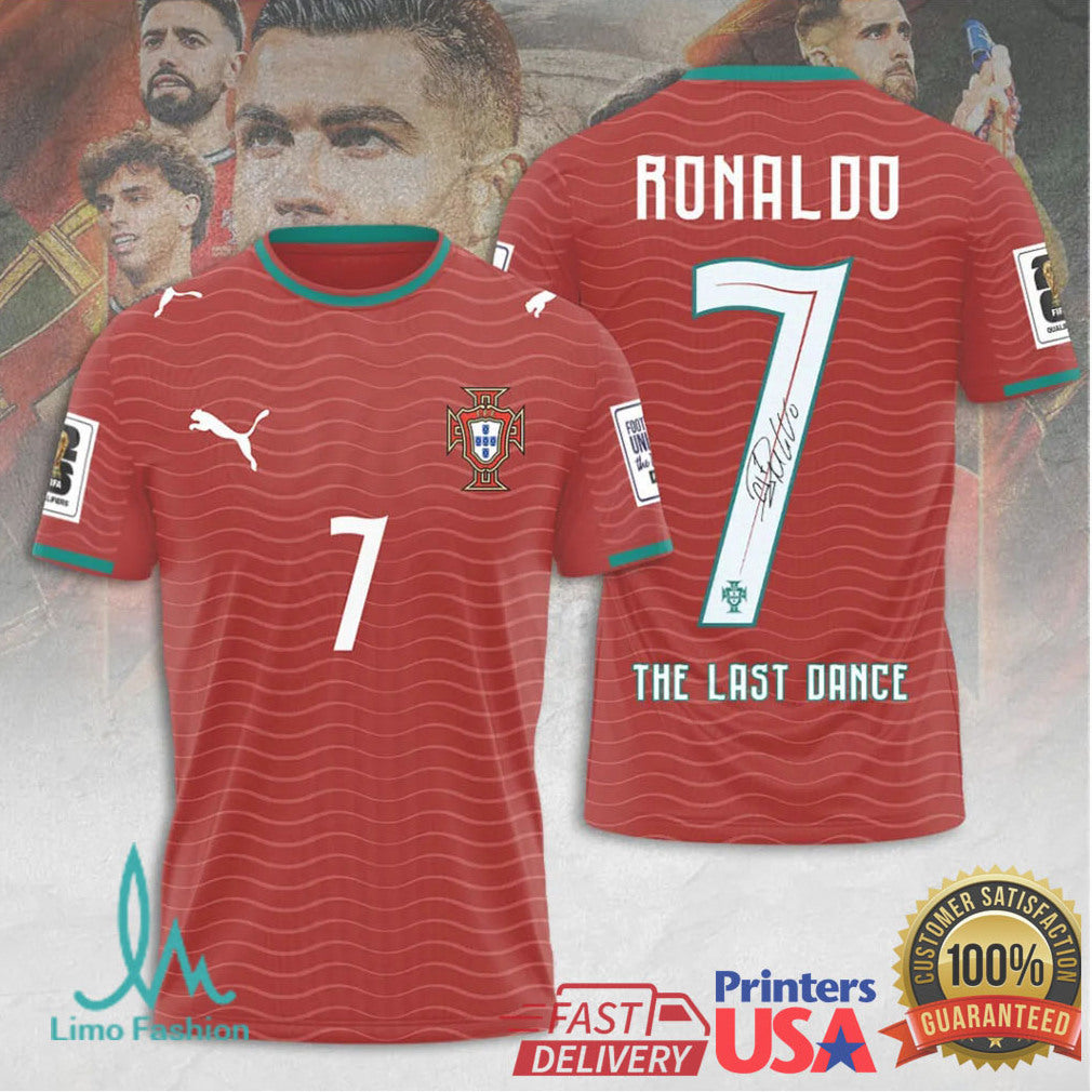 Cristiano Ronaldo 7 Portugal Soccer The Last Dance Red Fans Men Women T Shirt - Limotees LLC