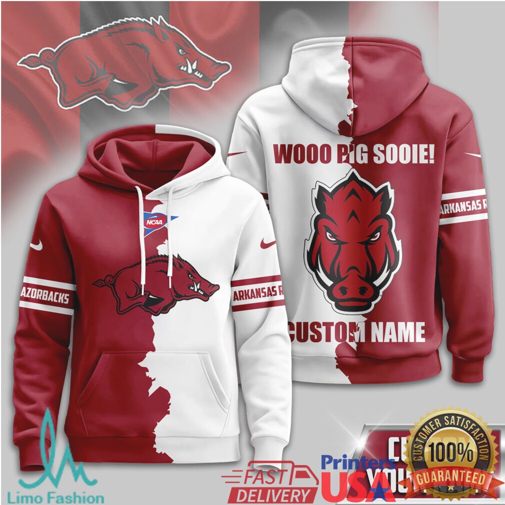 Custom Arkansas Razorbacks Wooo Pig Sooie Split Design 3D All Over Print T Shirt - Limotees LLC