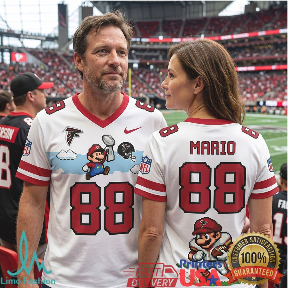 Custom Atlanta Falcons Super Mario Retro 8 Bit Art Football T Shirt - Limotees LLC
