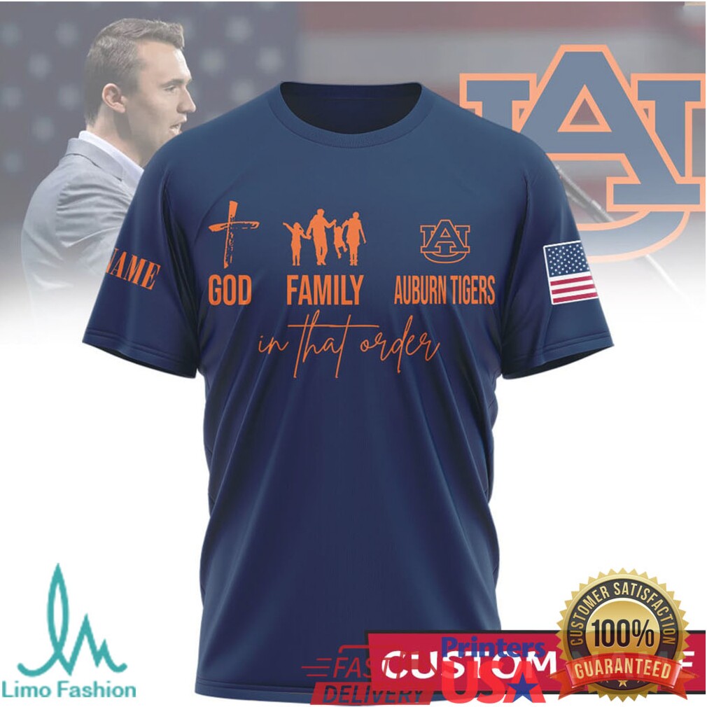Custom Auburn University Tigers God Family Orange & Blue Fan Tee - Limotees LLC