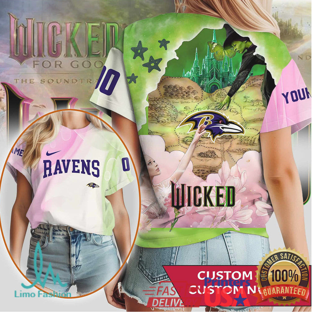 Custom Baltimore Ravens Wicked Musical Mashup 3D Print T Shirt - Limotees LLC
