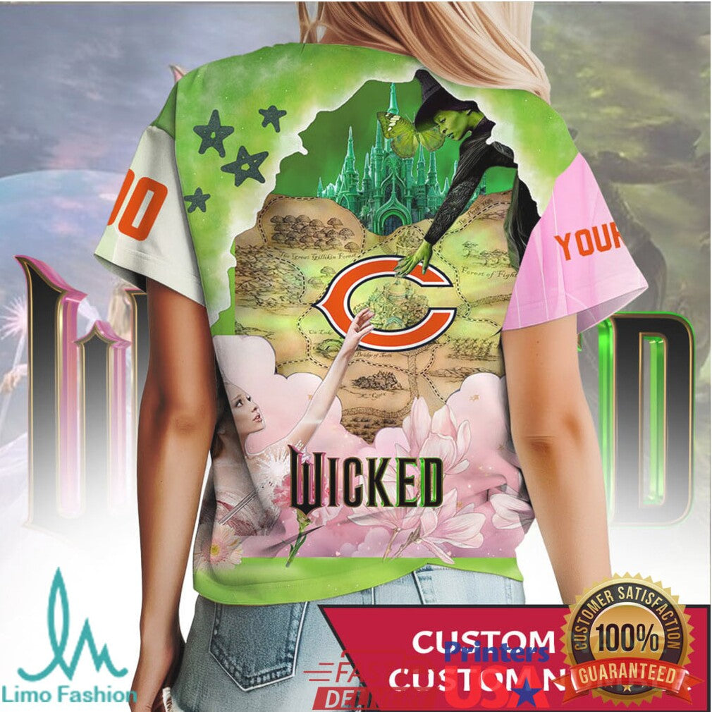 Custom Chicago Bears x Wicked Movie Mashup All Over Print T Shirt - Limotees LLC